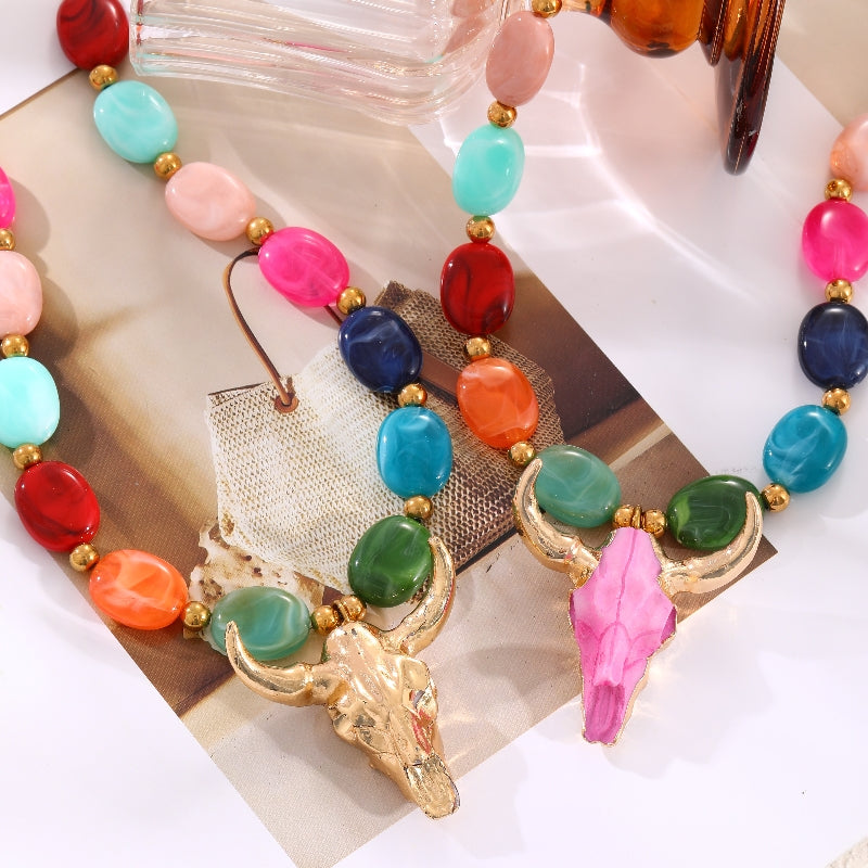 Western Y2K Bull Head Necklace