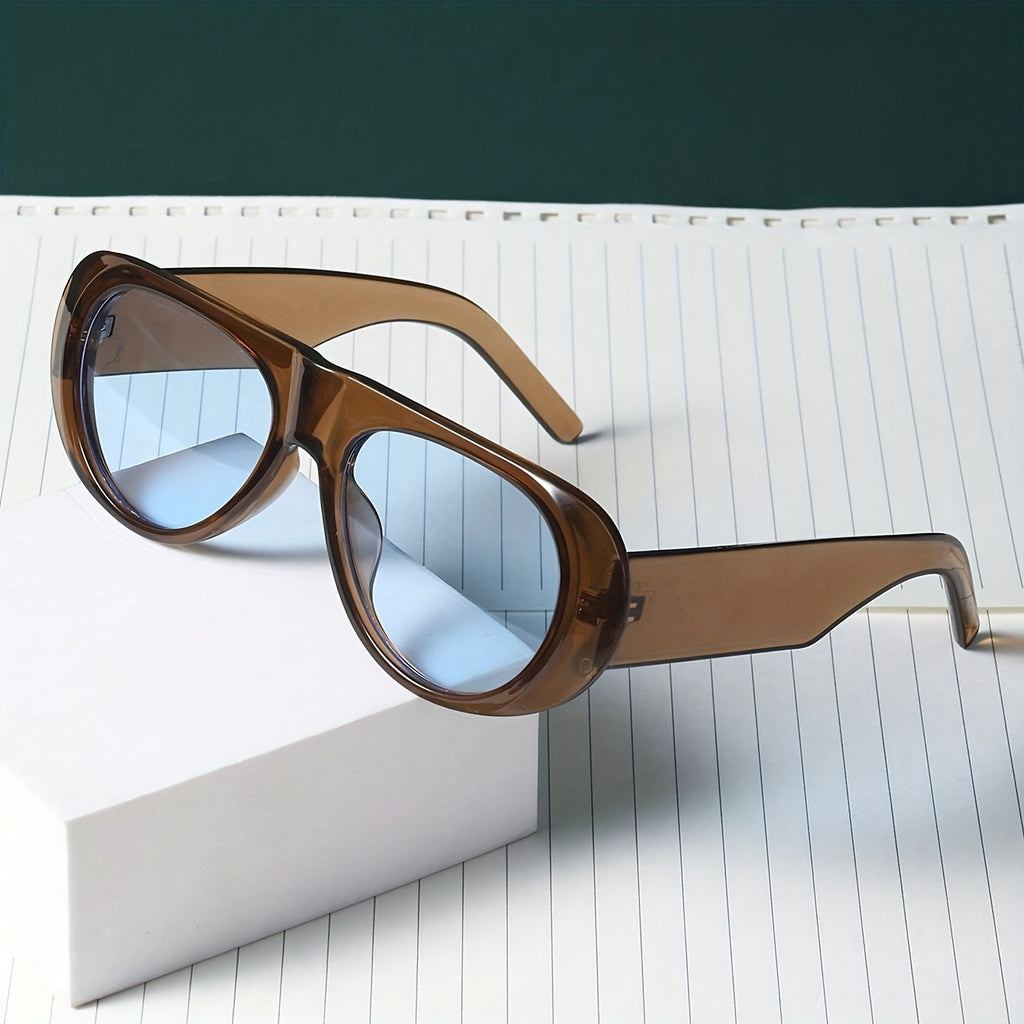 geometric unisex sunglasses blue lens