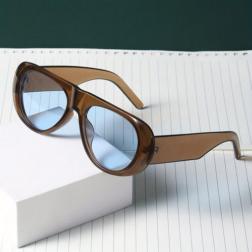 geometric unisex sunglasses blue lens