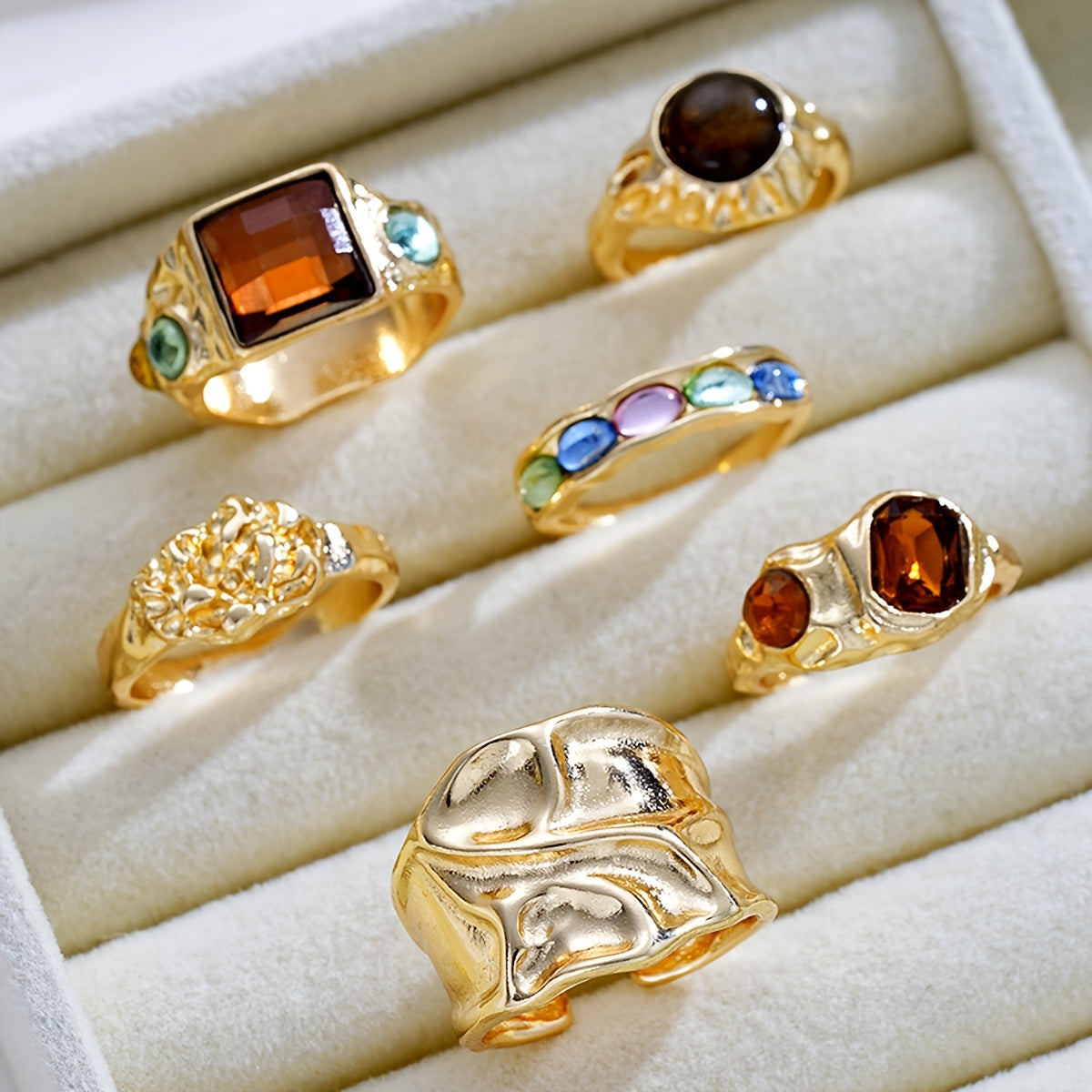 Gem Burst Ring Set