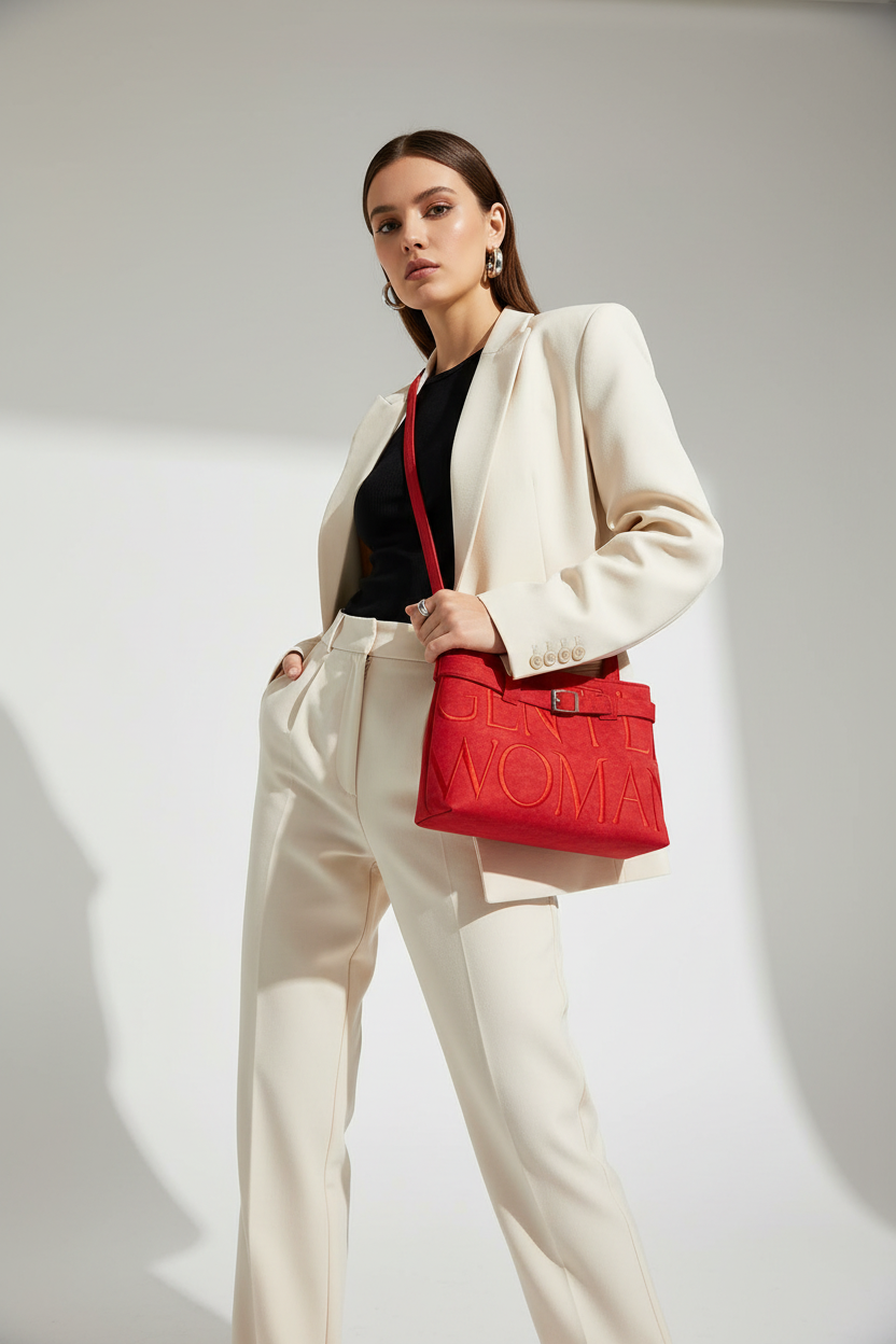 Woman with red bag